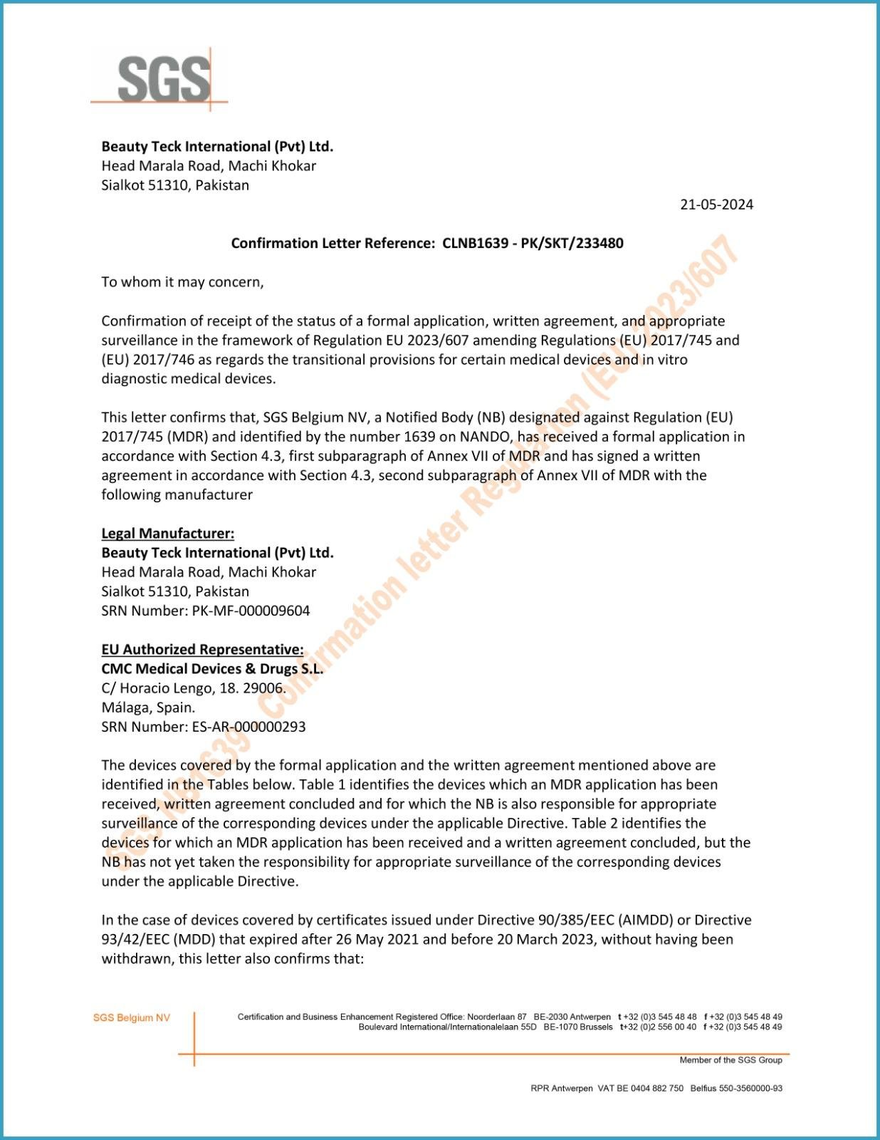 SGS Extension Letter 1