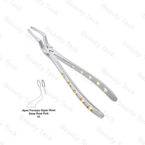 EXTRACTING FORCEPS  ENGLISH PATTERN HOLE HANDLER (APEX FORCEPS UPPER ROOT DEEP ROOT PICK FIG. 51 )
