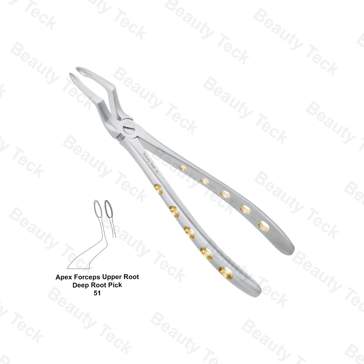 EXTRACTING FORCEPS  ENGLISH PATTERN HOLE HANDLER (APEX FORCEPS UPPER ROOT DEEP ROOT PICK FIG. 51 )