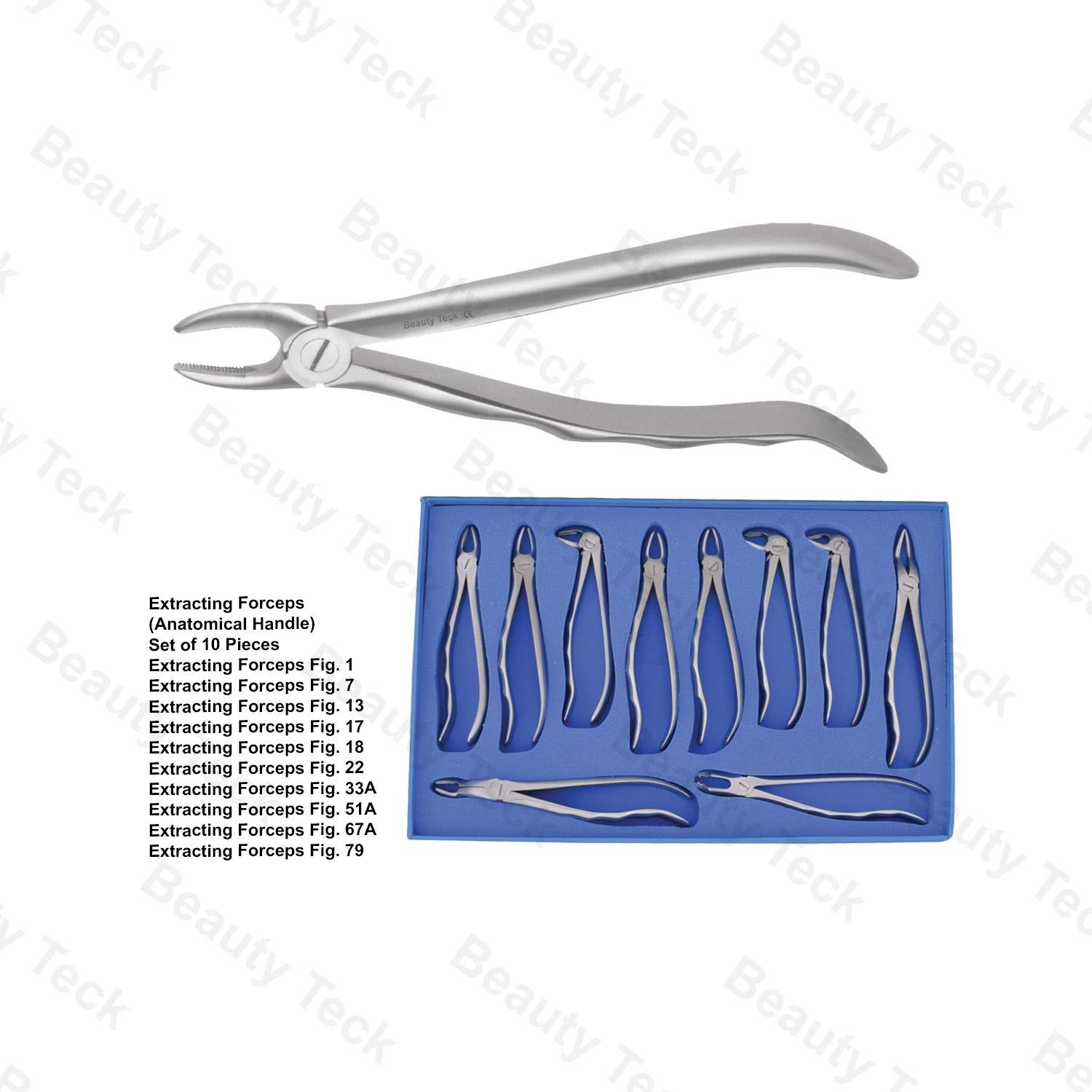EXTRACTING FORCEPS ANATOMICAL HANDLE (SET OF 10 PIECES, FIG NO. 2, 7, 13, 17, 18, 22, 33, 51A, 67A, 