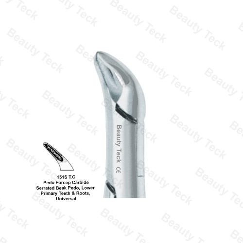 EXTRACTING FORCEPS AMERICAN PATTERN (PEDO FORCEP CARBIDE SERRATED BEAK PEDO, LOWER PRIMARY TEETH & R