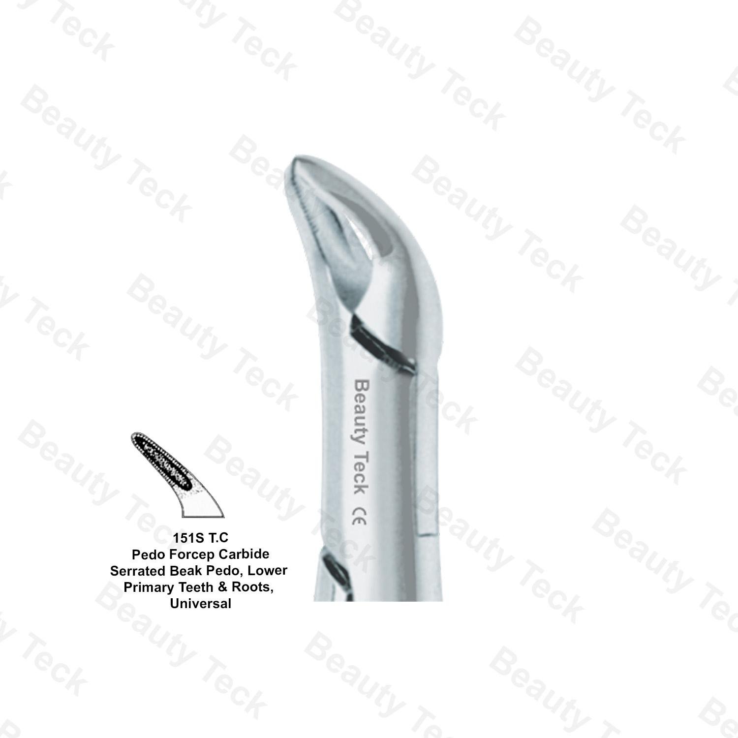 EXTRACTING FORCEPS AMERICAN PATTERN (PEDO FORCEP CARBIDE SERRATED BEAK PEDO, LOWER PRIMARY TEETH & R