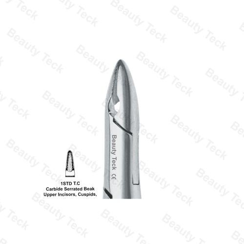  EXTRACTING FORCEPS AMERICAN PATTERN (CARBIDE SERRATED BEAK UPPER INCISORS, CUSPIDS) #1STD T.C