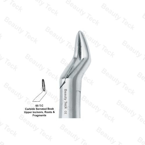 EXTRACTING FORCEPS AMERICAN PATTERN (CARBIDE SERRATED BEAK UPPER INCISORS, ROOTS & FRAGMENTS) # 65 T