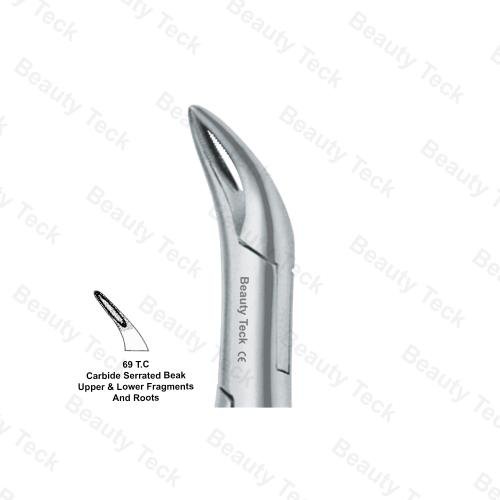 EXTRACTING FORCEPS AMERICAN PATTERN (CARBIDE SERRATED BEAK UPPER & LOWER FRAGMENTS & ROOTS) # 69 T.C