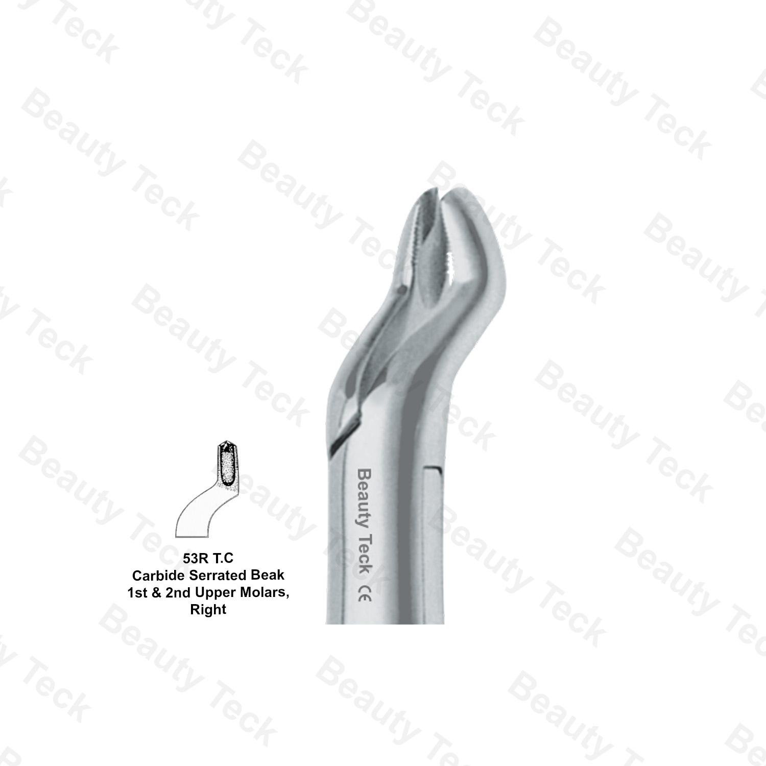 EXTRACTING FORCEPS AMERICAN PATTERN (CARBIDE SERRATED BEAK 1st & 2nd UPPER MOLARS, RIGHT) # 53R T.C