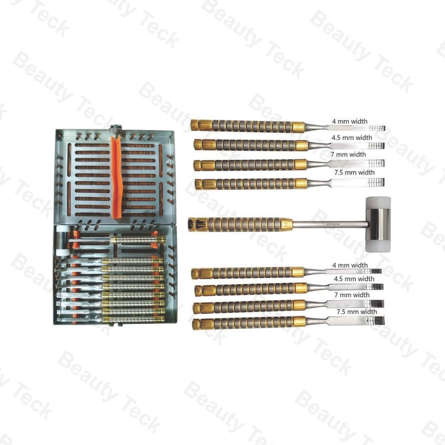 CHISEL KIT (STRAIGHT- CURVED & 1 TEFLON COATED MALLET)