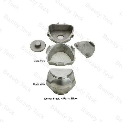 DENTAL FLASK 4 PARTS, SILVER (CLOSE VIEW)