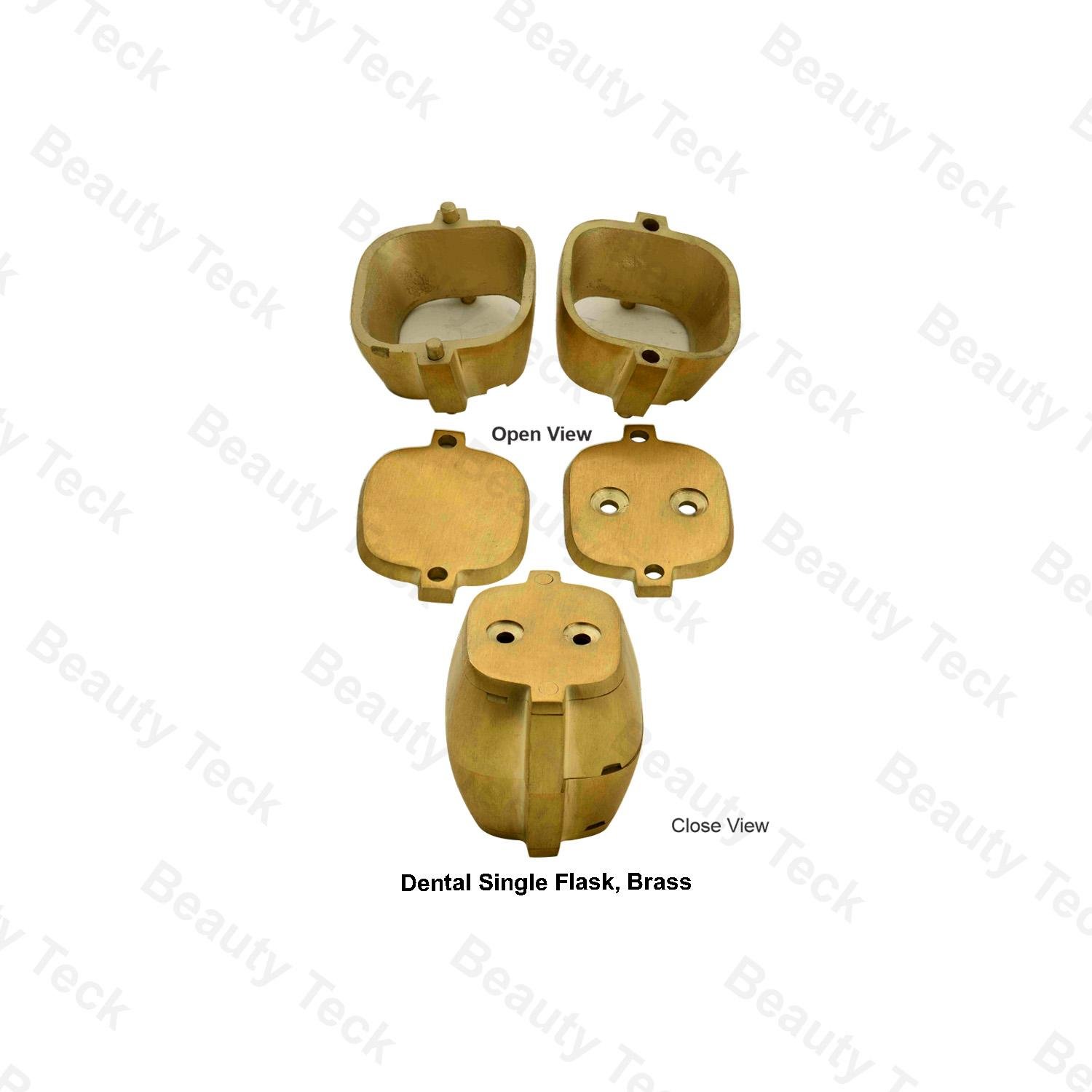 DENTAL SINGLE FLASK, BRASS (CLOSE VIEW)