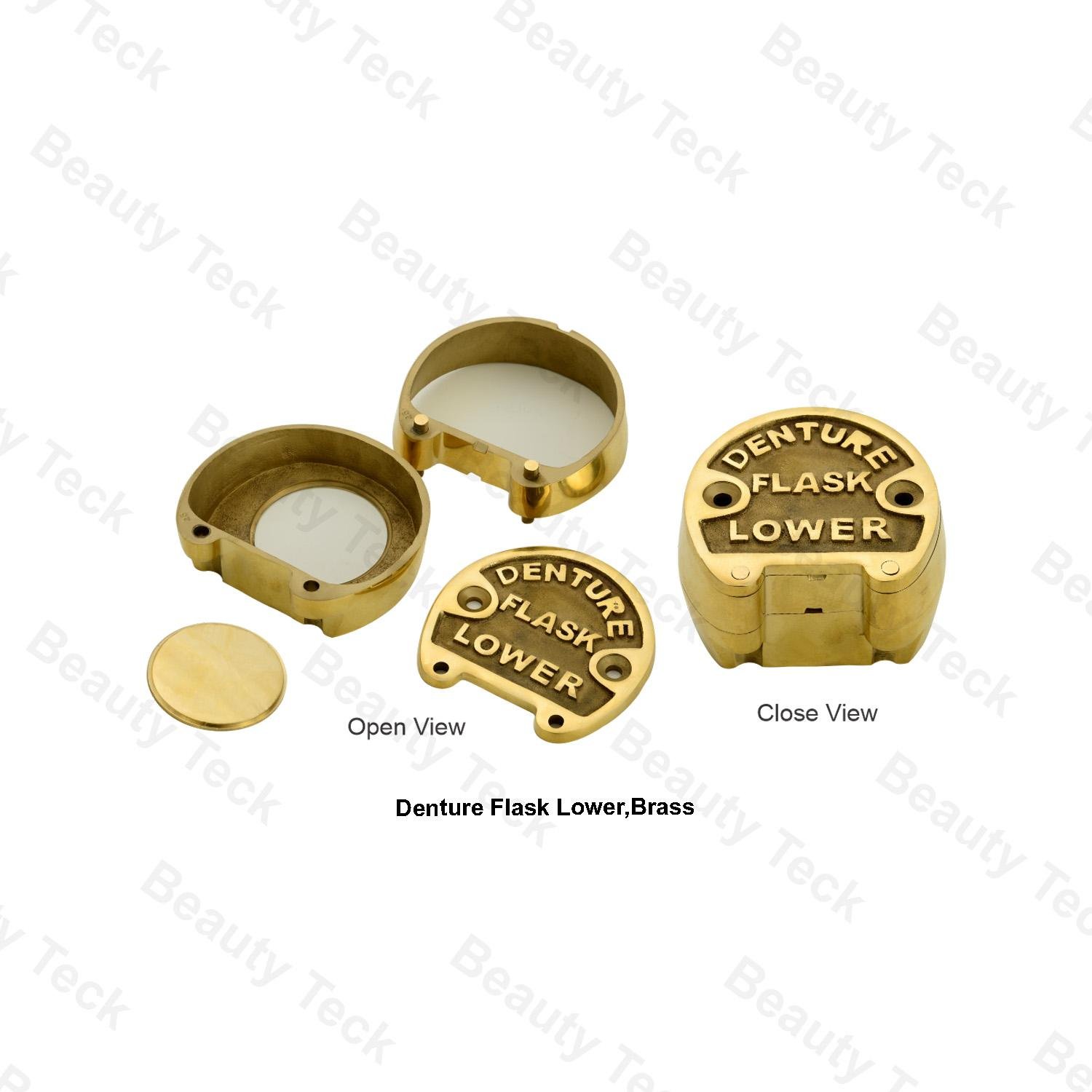 DENTURE FLASK LOWER,BRASS (CLOSE VIEW)