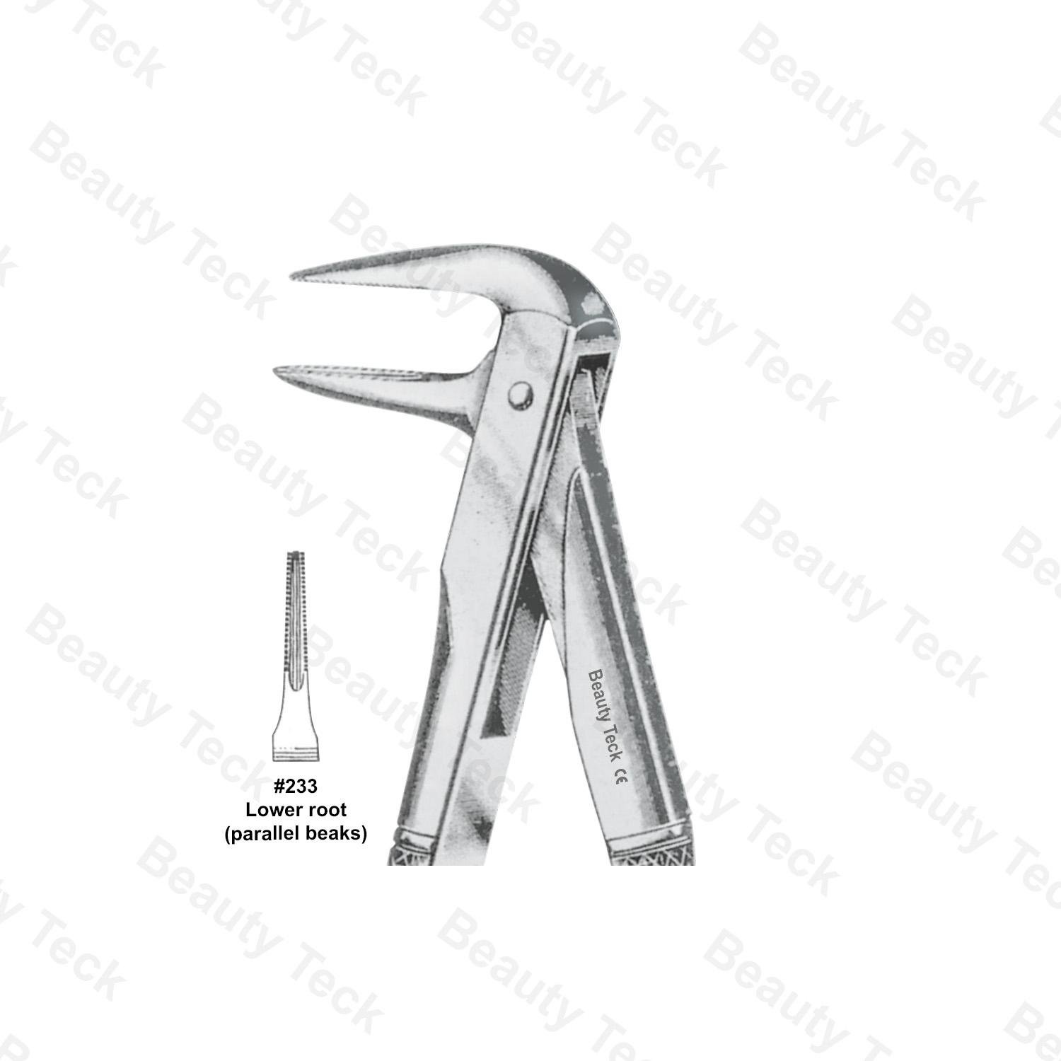 EXTRACTING FORCEPS # 233 ENGLISH PATTERN ( LOWER ROOTS, PARALLEL BEAKS )