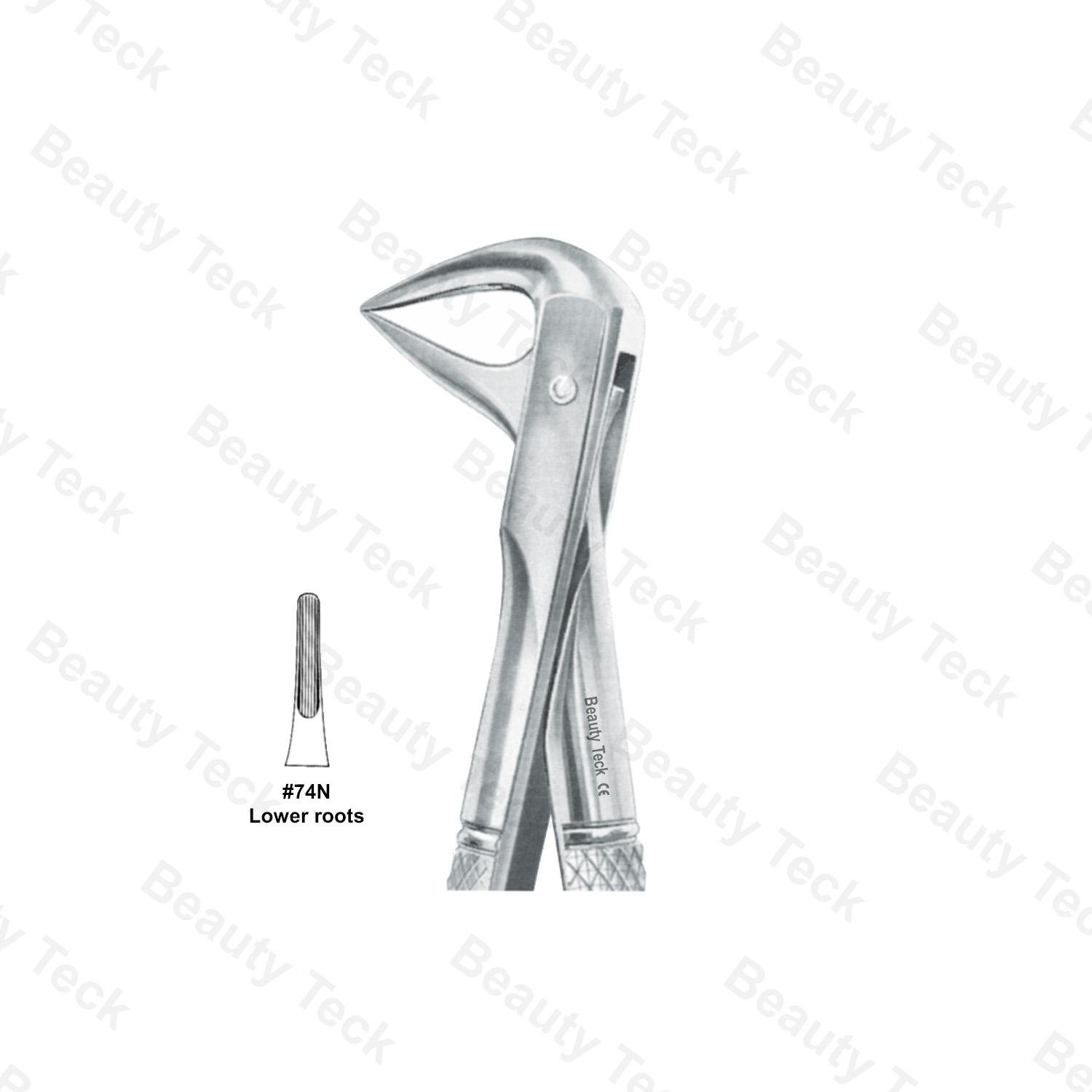 EXTRACTING FORCEPS #74 N  L ENGLISH PATTERN (LOWER ROOTS)