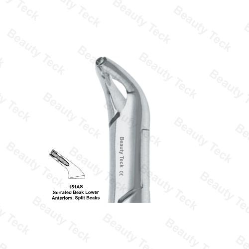 EXTRACTING FORCEPS  AMERICAN PATTERN (SERRATED BEAK LOWER ANTERIORS, SPLIT BEAKS 151AS)