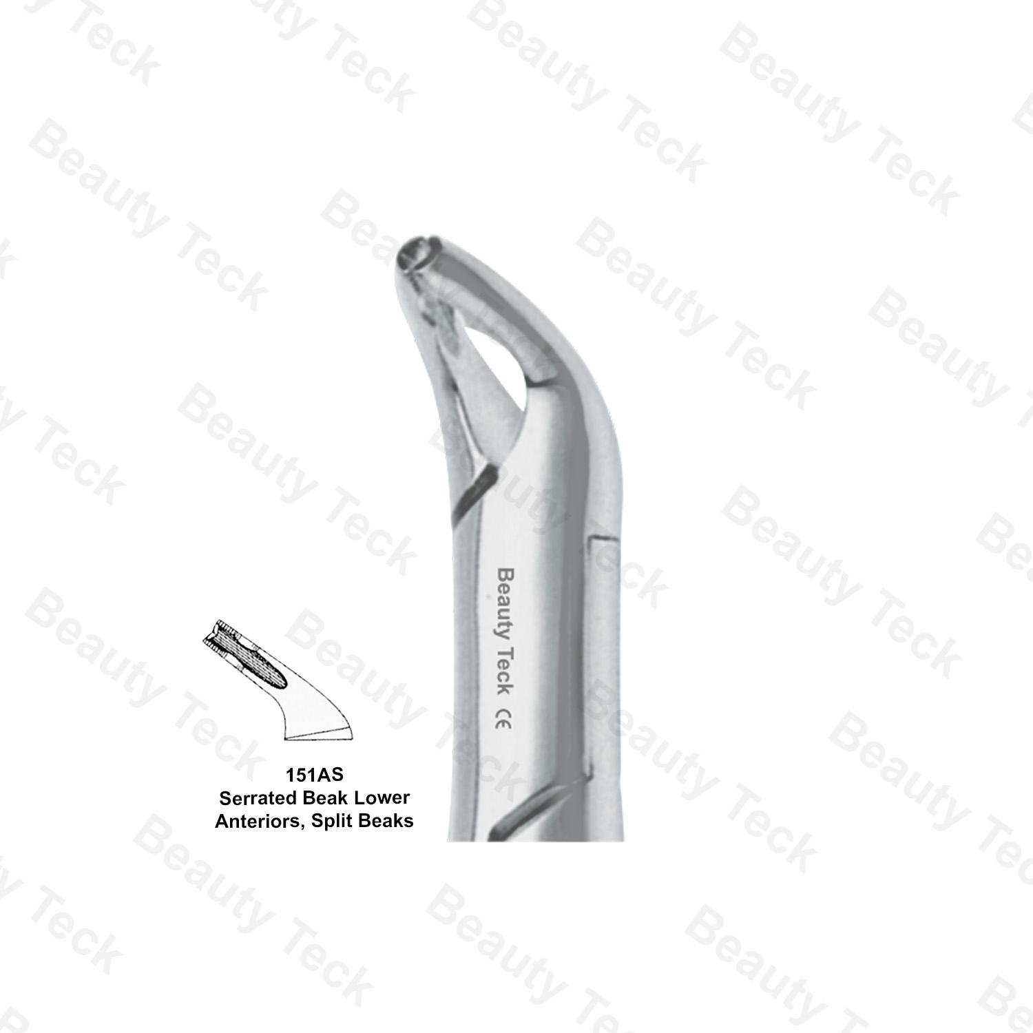 EXTRACTING FORCEPS  AMERICAN PATTERN (SERRATED BEAK LOWER ANTERIORS, SPLIT BEAKS 151AS)