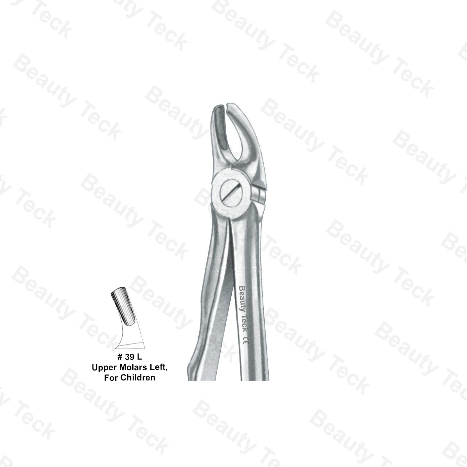 EXTRACTING FORCEPS ANATOMICAL HANDLE  #39 L (UPPER MOLARS LEFT, FOR CHILDREN)