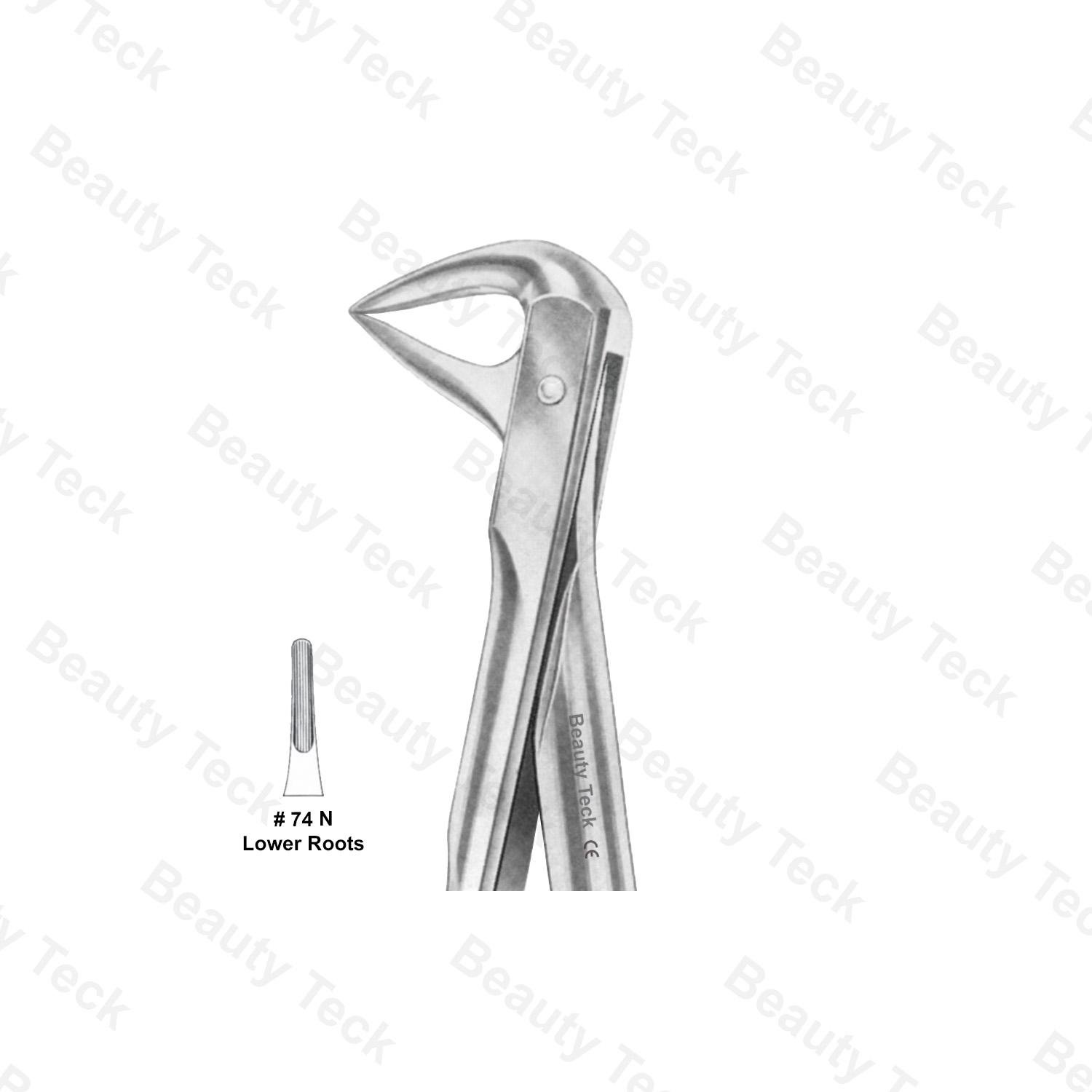 EXTRACTING FORCEPS ANATOMICAL HANDLE #74 N (LOWER ROOTS)