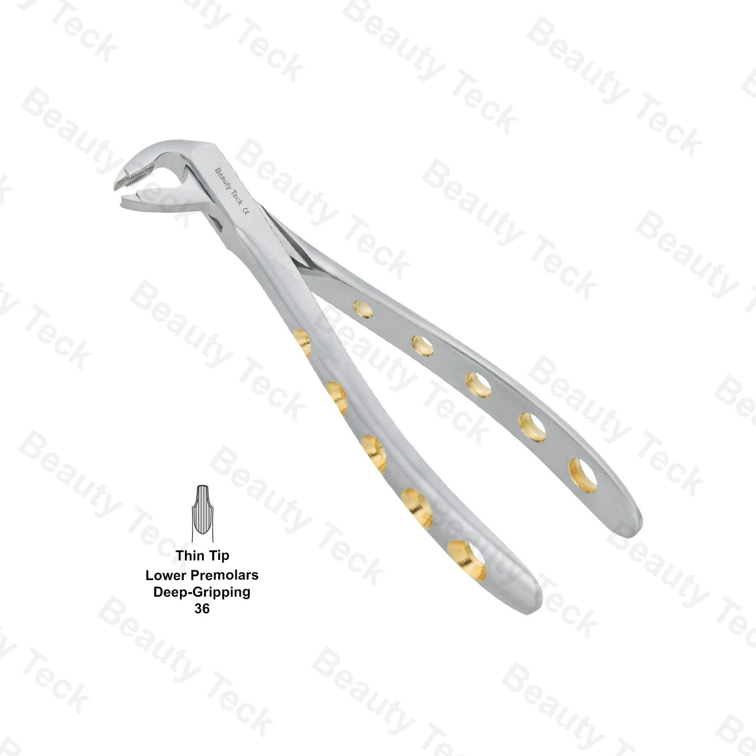 EXTRACTING FORCEPS  ENGLISH PATTERN HOLE HANDLER (LOWER PREMOLARS DEEP GRIPING FIG. 36 )