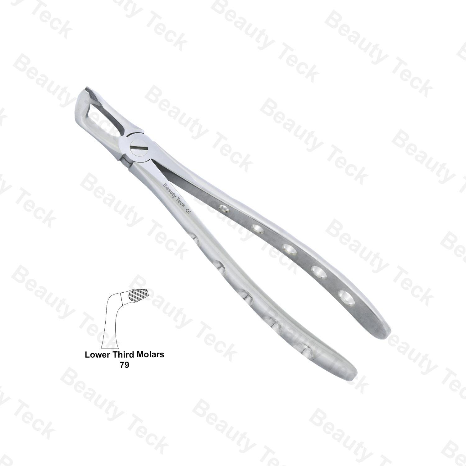 EXTRACTING FORCEPS  ENGLISH PATTERN HOLE HANDLER (LOWER THIRD MOLARS FIG. 79 )