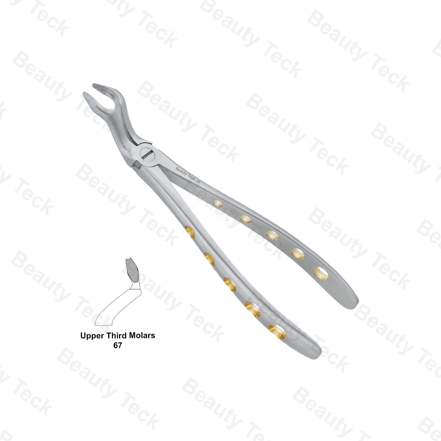 EXTRACTING FORCEPS  ENGLISH PATTERN HOLE HANDLER (UPPER THIRD MOLARS FIG. 67 )