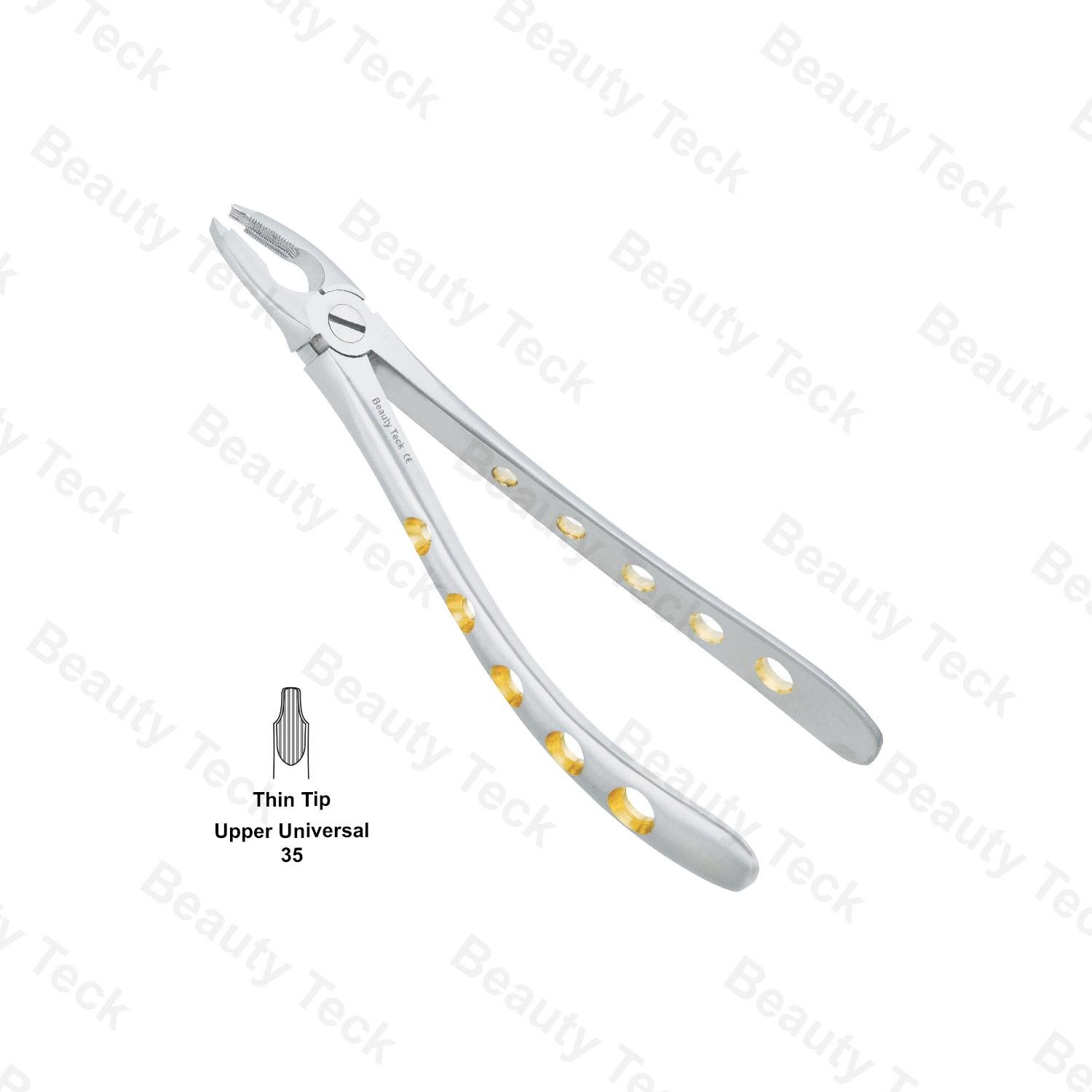 EXTRACTING FORCEPS  ENGLISH PATTERN HOLE HANDLER (UPPER UNIVERSAL FIG. 35 THIN TIP)