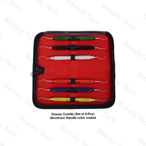 GRACEY CURETTE (SET OF 6 PCS) ALLIMINIUM HANDLE WITH COLOR COATED