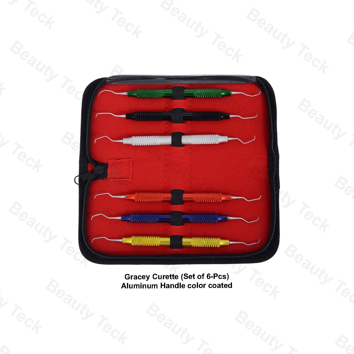 GRACEY CURETTE (SET OF 6 PCS) ALLIMINIUM HANDLE WITH COLOR COATED