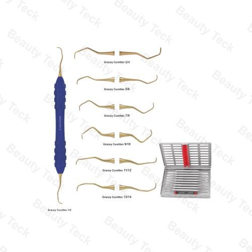 GRACEY CURETTES (SET OF 7 PCS) BLUE SILICCONHANDLE