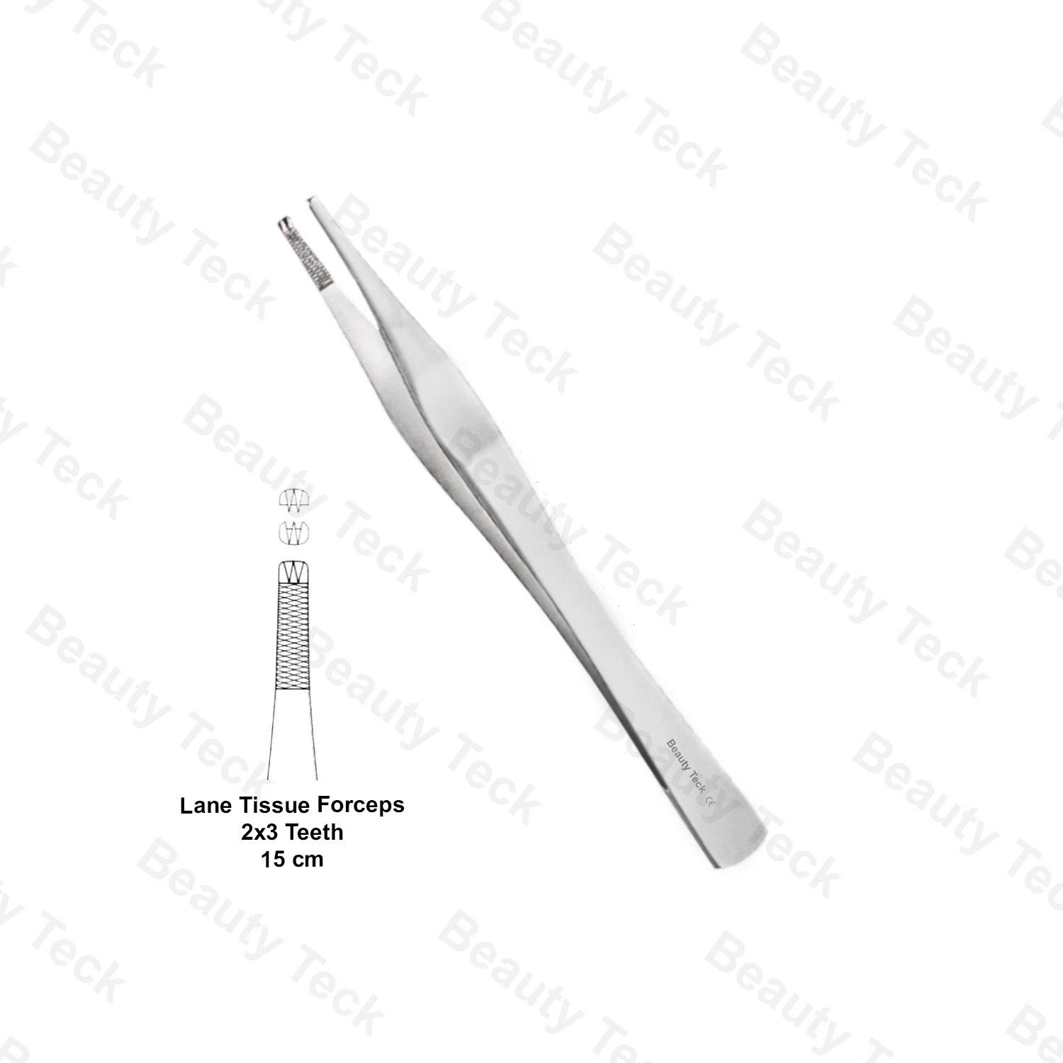 LANE TISSUE FORCEPS 15cm (2×3 TEETH)