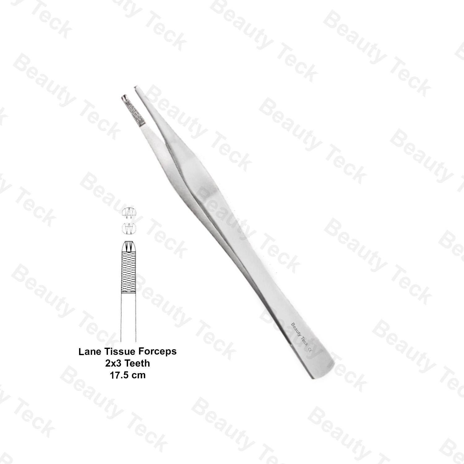 LANE TISSUE FORCEPS 17.5cm (2×3 TEETH)