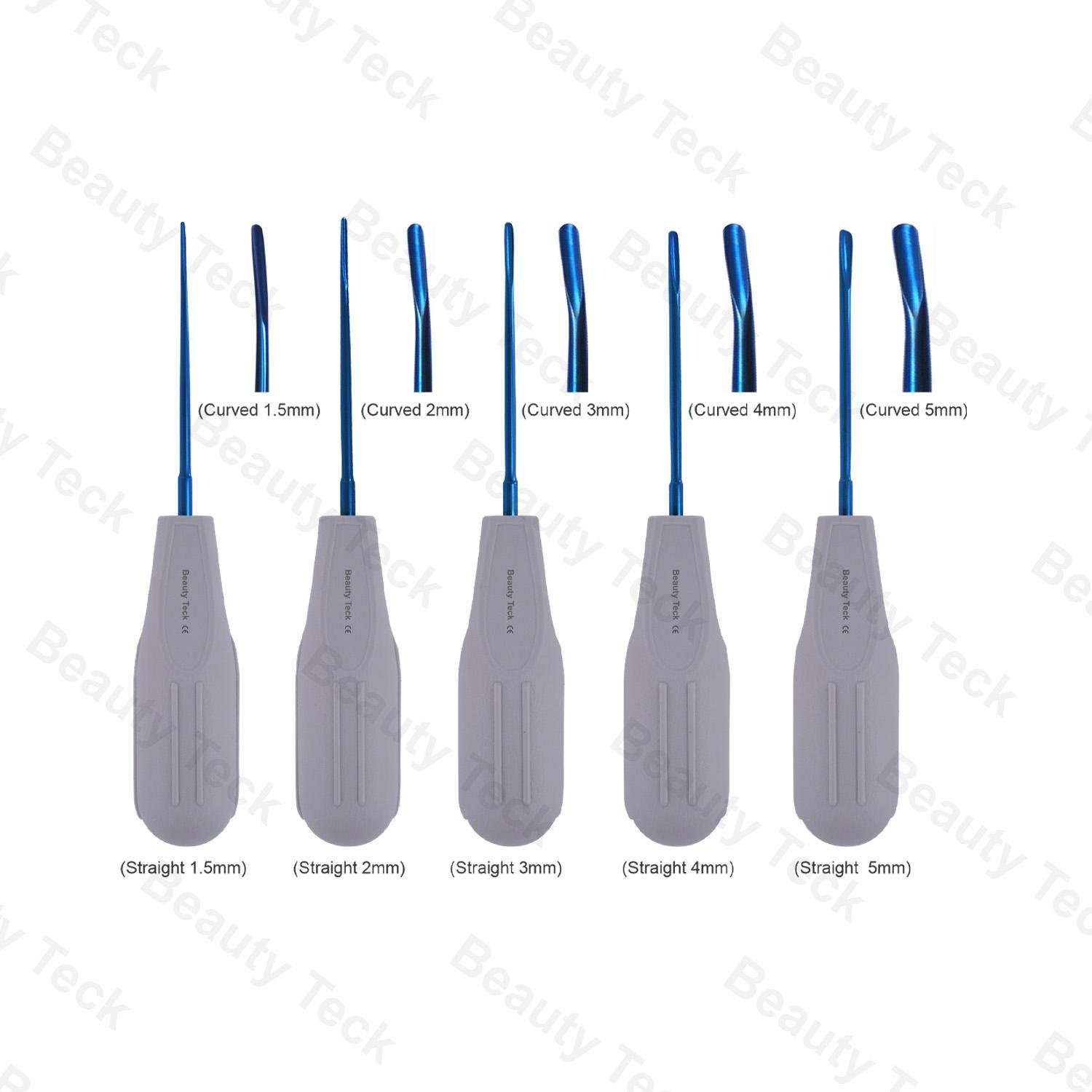 LUXATING ROOT ELEVATORS (SET OF 10) BLUE TITANIUM COATED TIPS