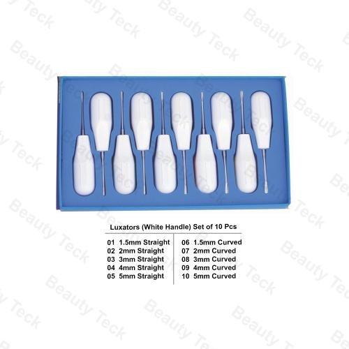LUXATORS (WHITE HANDLE) SET OF 10 PCS. STRAIGHT/CURVED