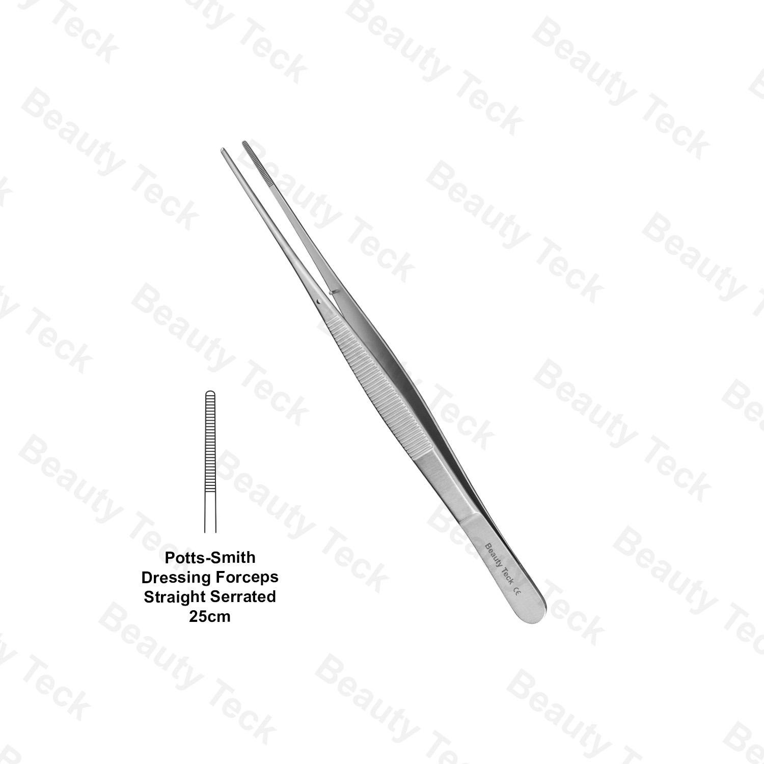 POTTS-SMITH DRESSING FORCEPS 25cm (STRAIGHT SERRATED)