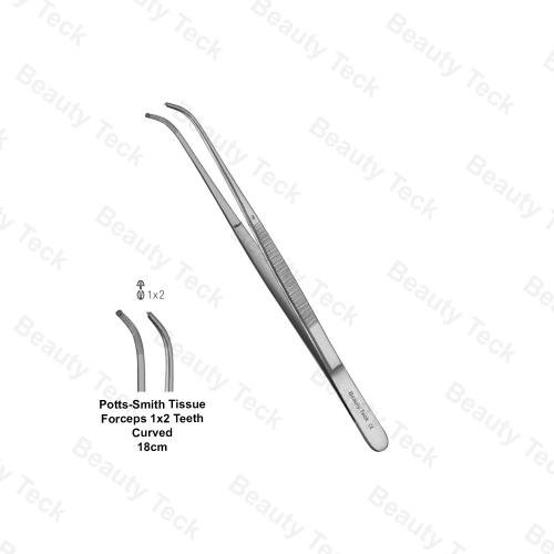 POTTS-SMITH TISSUE FORCEPS 1×2 TEETH (18cm) CURVED