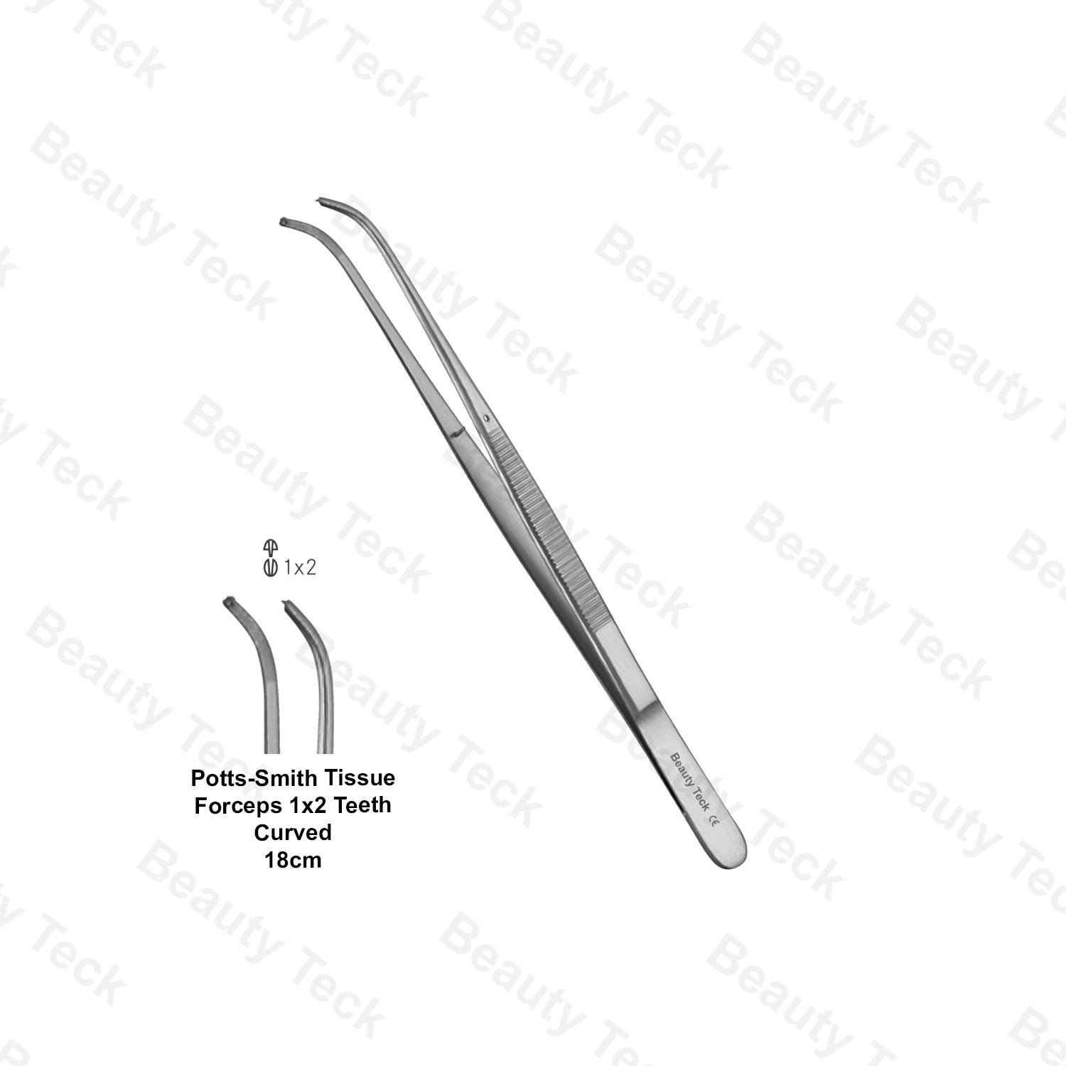 POTTS-SMITH TISSUE FORCEPS 1×2 TEETH (18cm) CURVED