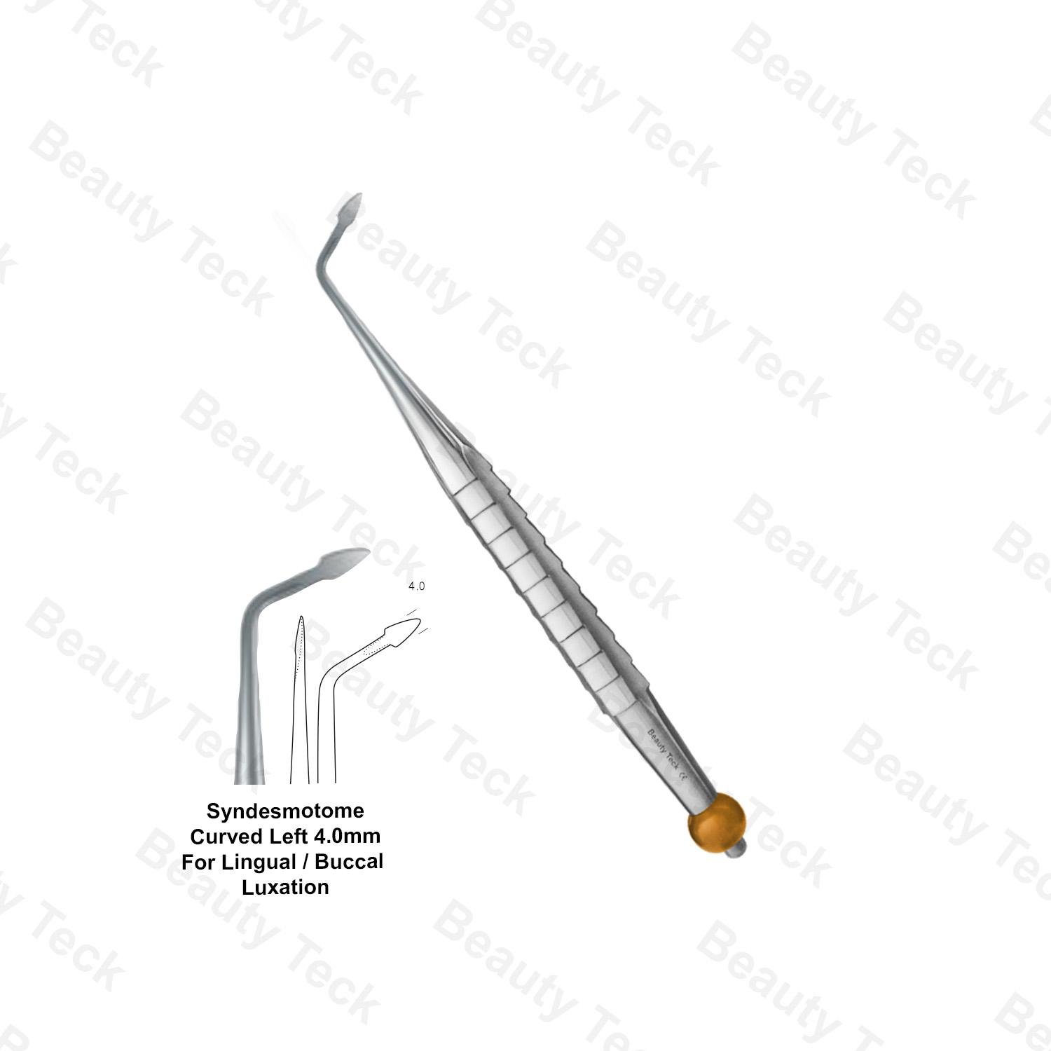 Root Elevator Syndesmotome Curved Left 4.0mm for Lingual/Buccal Luxation
