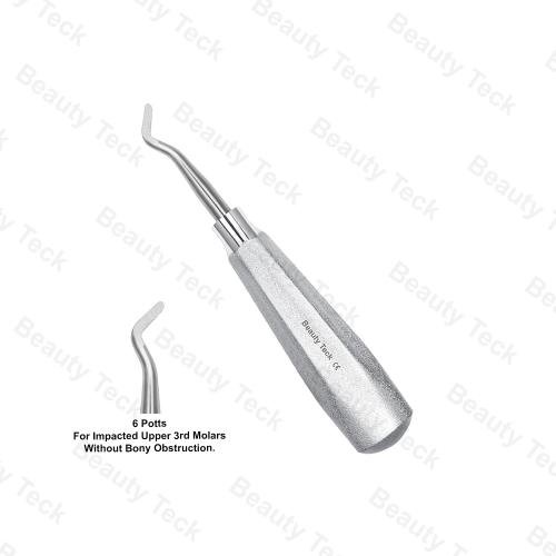 ROOTS ELEVATORS  #6   (POTTS) FOR IMPACTED UPPER 3rd MOLARS WITHOUT BONY OBSTRUCTION.