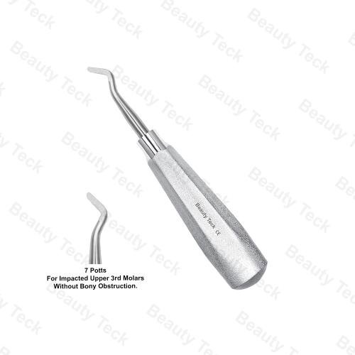 ROOTS ELEVATORS #7   (POTTS) FOR IMPACTED UPPER 3rd MOLARS WITHOUT BONY OBSTRUCTION.