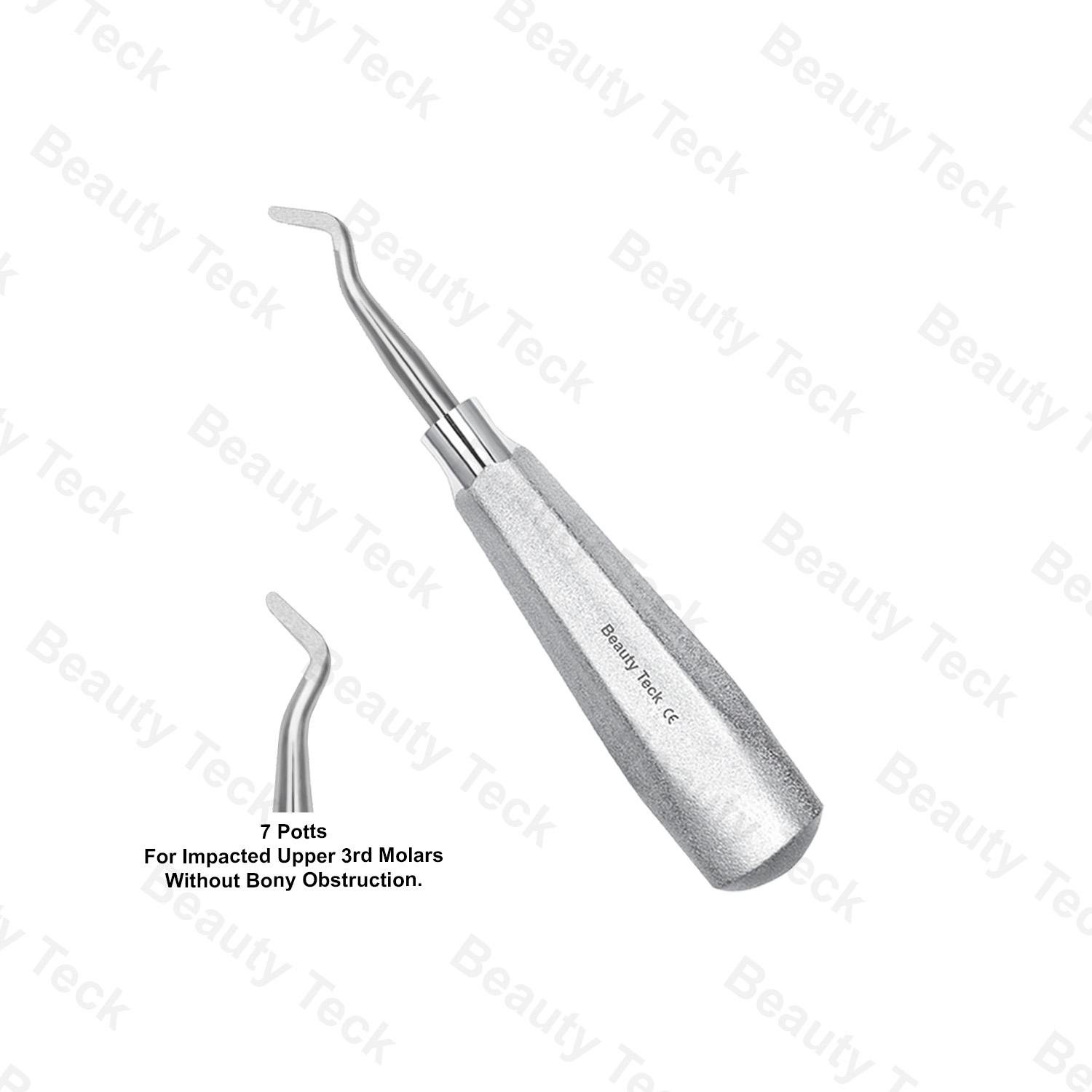 ROOTS ELEVATORS #7   (POTTS) FOR IMPACTED UPPER 3rd MOLARS WITHOUT BONY OBSTRUCTION.