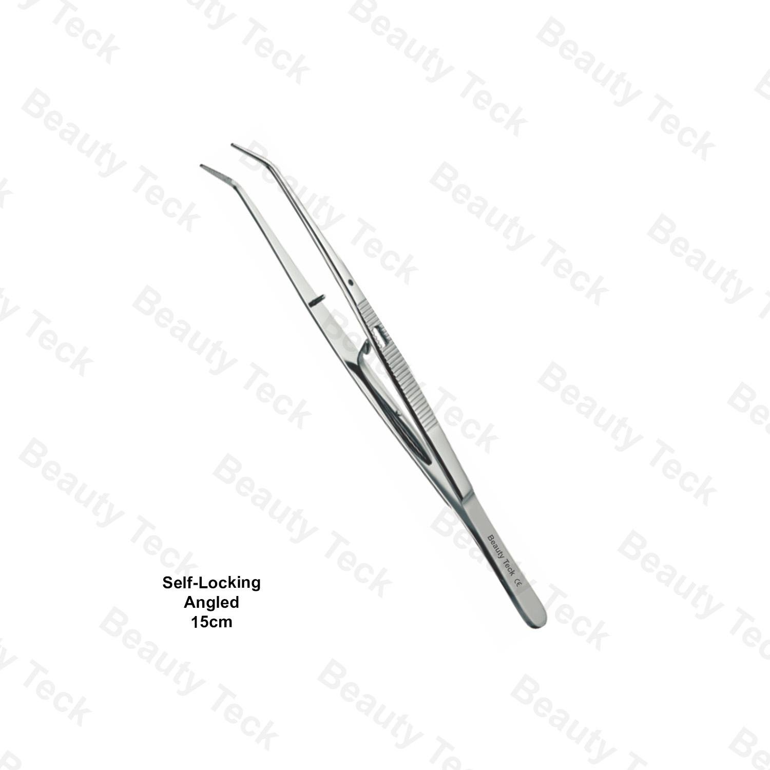 SELF-LOCKING TWEEZER (15cm) ANGLED