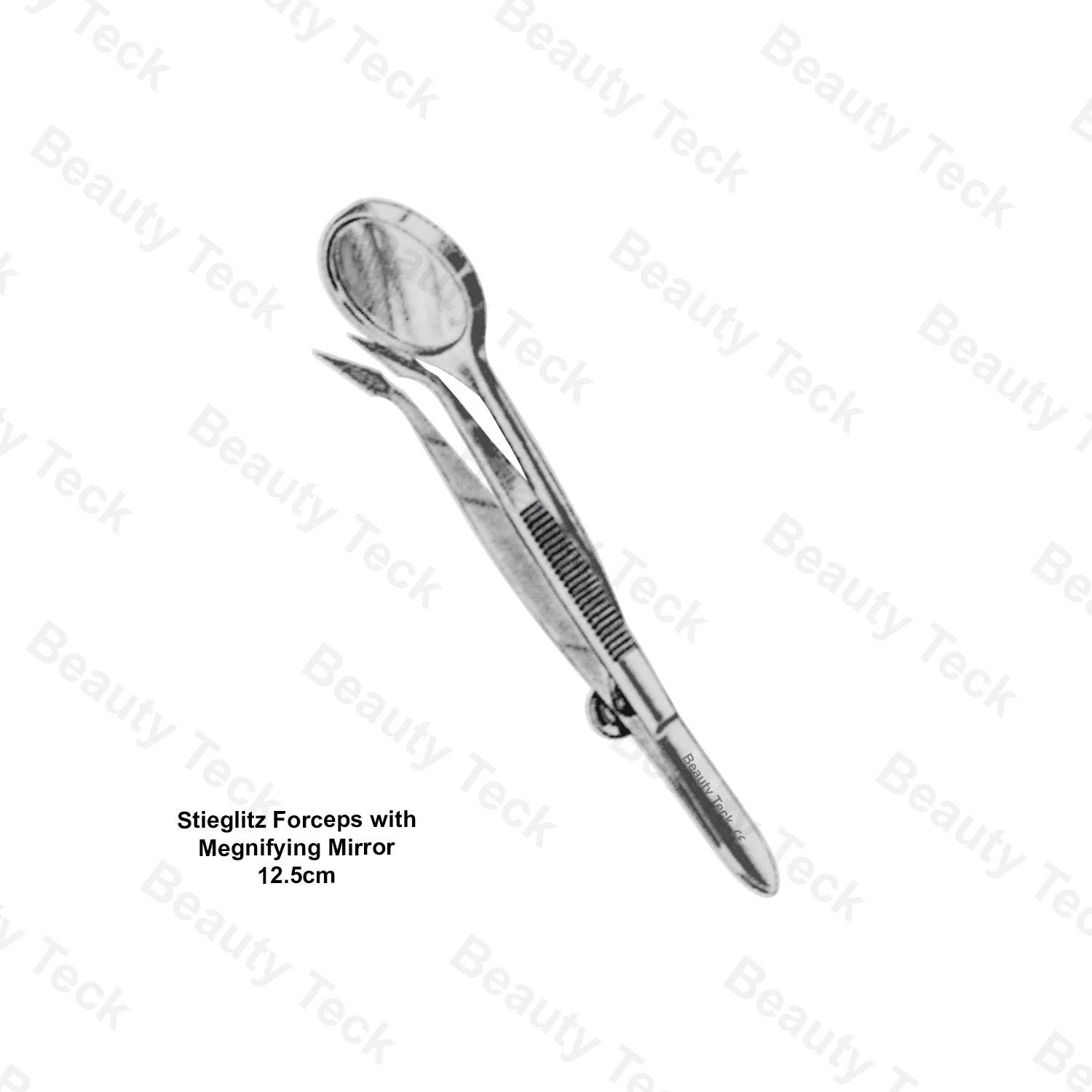 STIEGLITZ FORCEPS WITH MAGNIFYING MIRRORS (12.5cm)