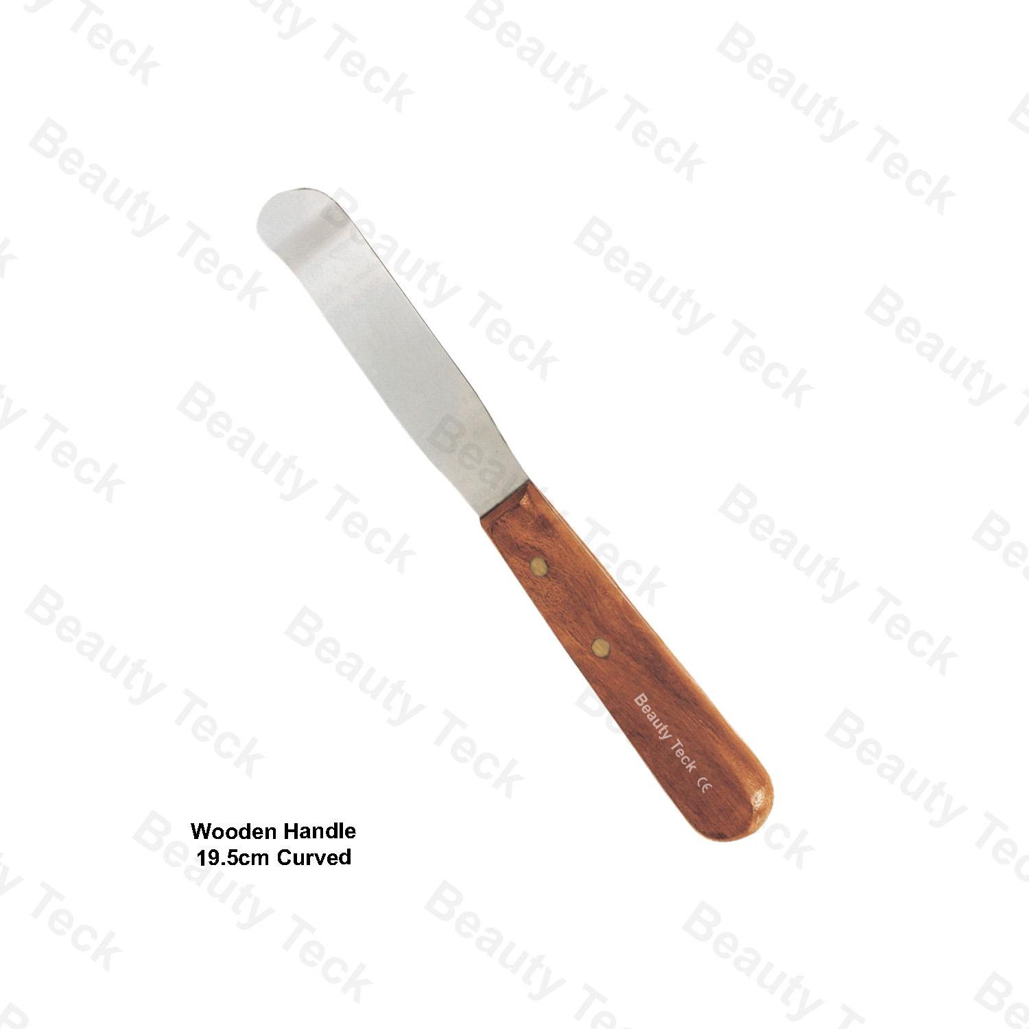 WAX SPATULAS (wooden handle, 19cm curved)