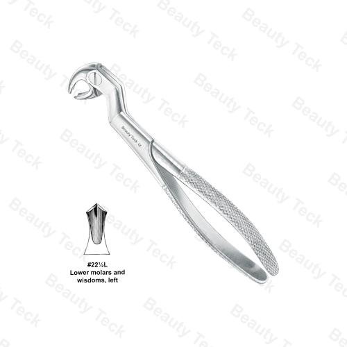 WISDOM EXTRACTING FORCEPS ROUTURIER 22 1/2 L ENGLISH PATTERN (LOWER MOLAR & WISDOM, LEFT)