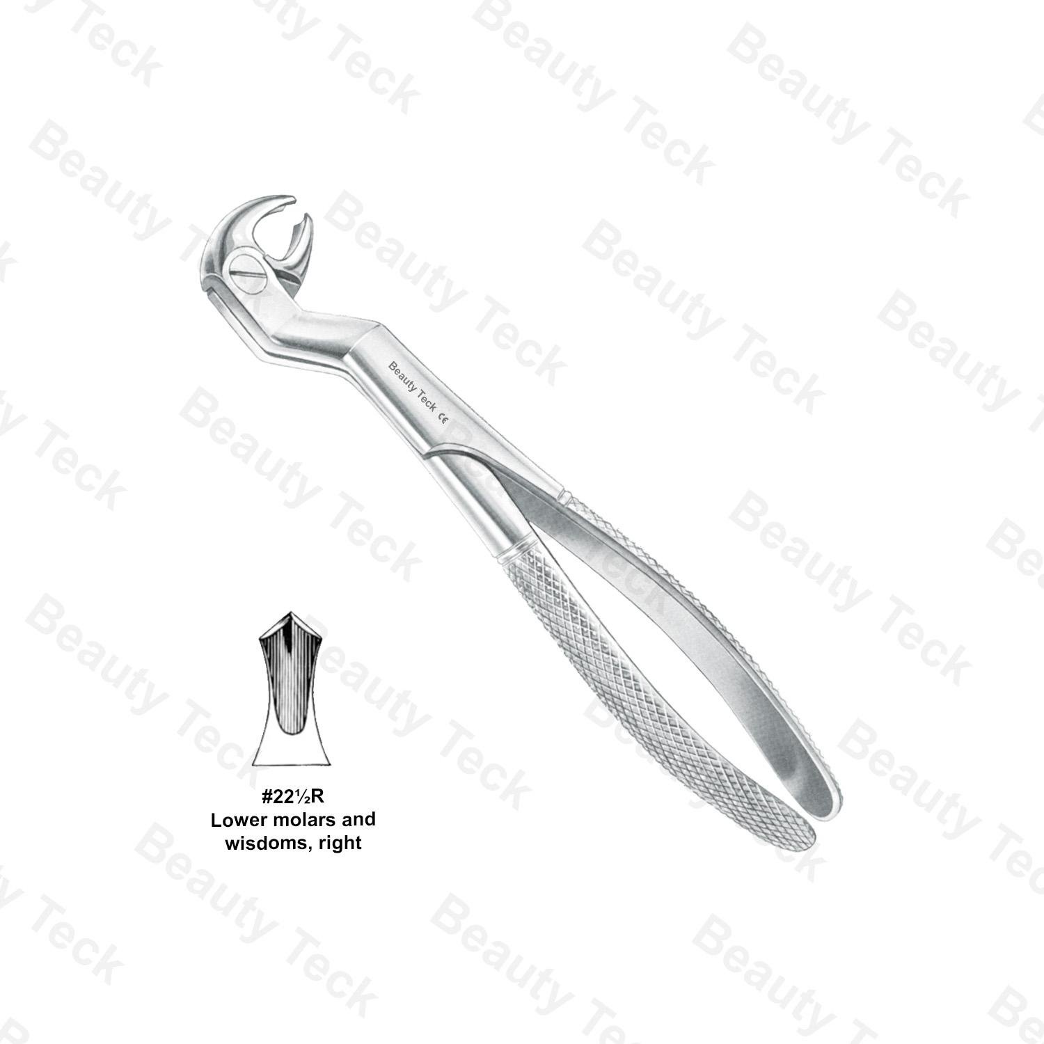 WISDOM EXTRACTING FORCEPS ROUTURIER 22 1/2 R  ENGLISH PATTERN (LOWER MOLAR & WISDOMS, RIGHT)